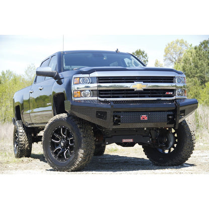 Fab Fours Black Steel Front Ranch Bumper 2 Stage Black Powder Coated w/o Full Grill Guard Incl. Light Cut-Outs l CH05-S1361-1