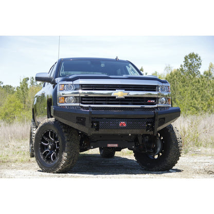 Fab Fours Black Steel Front Ranch Bumper 2 Stage Black Powder Coated w/o Full Grill Guard Incl. Light Cut-Outs l CH05-S1361-1