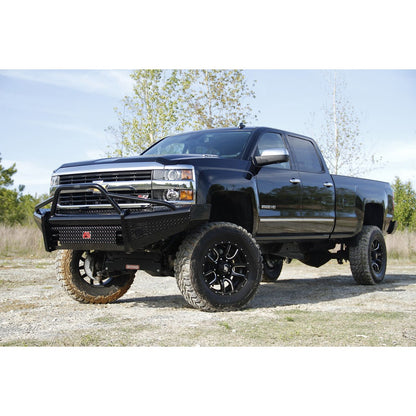 Fab Fours Black Steel Front Ranch Bumper 2 Stage Black Powder Coated w/Pre-Runner Grill Guard Incl. Light Cut-Outs l CH05-S1362-1