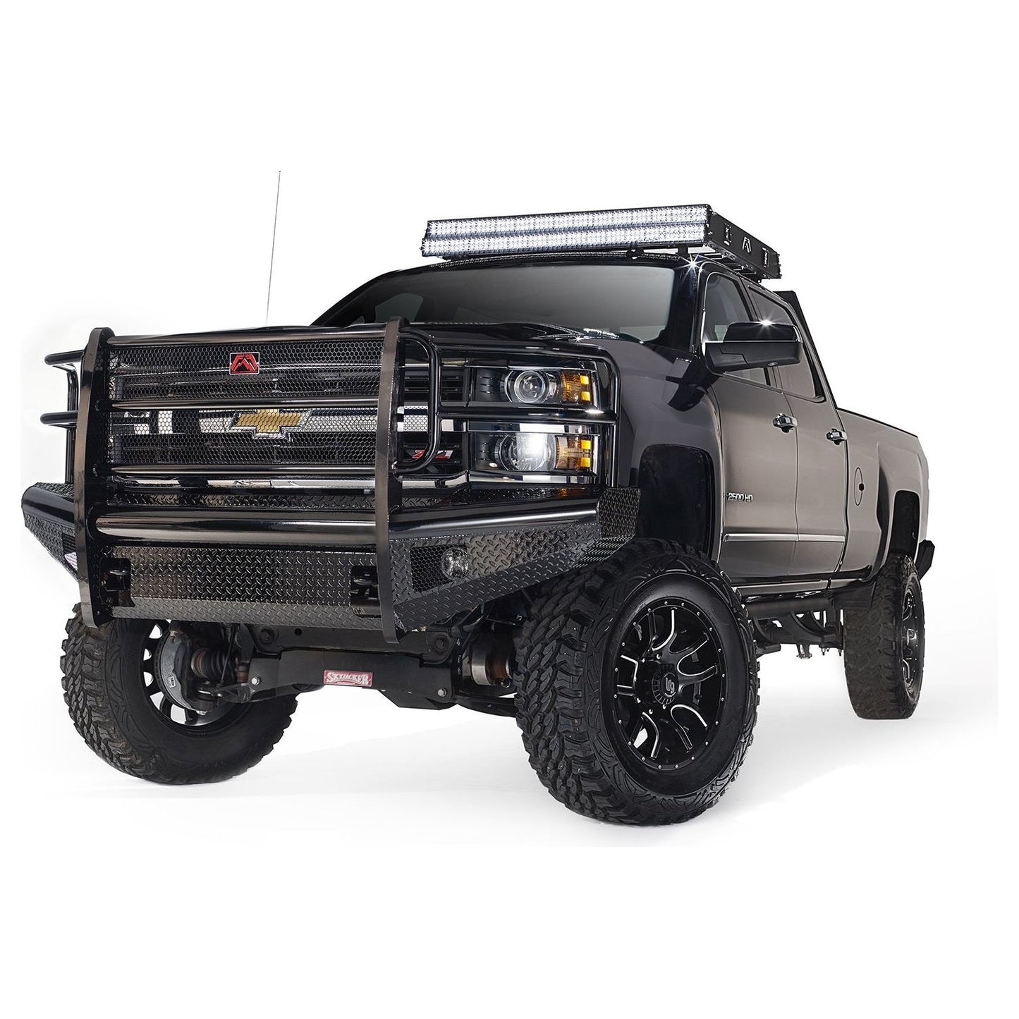 Fab Fours Black Steel Front Ranch Bumper 2 Stage Black Powder Coated w/Full Grill Guard Incl. Light Cut-Outs l CH11-S2760-1