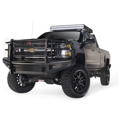 Fab Fours Black Steel Front Ranch Bumper 2 Stage Black Powder Coated w/Full Grill Guard Incl. Light Cut-Outs l CH11-S2760-1