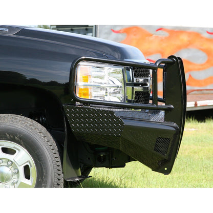 Fab Fours Black Steel Front Ranch Bumper 2 Stage Black Powder Coated w/Full Grill Guard Incl. Light Cut-Outs l CH11-S2760-1