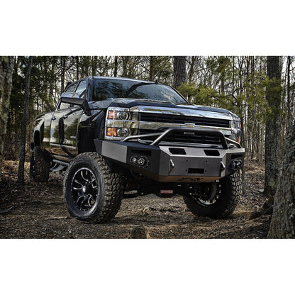 Fab Fours Premium Heavy Duty Winch Front Bumper 2 Stage Black Powder Coated w/Pre-Runner Grill Guard Incl. Fog And Turn Lights Air Ducts D-Ring Mounts l CH14-A3052-1