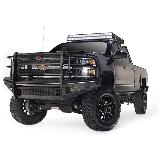 Fab Fours Black Steel Front Ranch Bumper 2 Stage Black Powder Coated w/Full Grill Guard And Tow Hooks l CH14-S3060-1