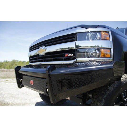 Fab Fours Black Steel Front Ranch Bumper 2 Stage Black Powder Coated w/o Grill Guard w/Tow Hooks l CH14-S3061-1