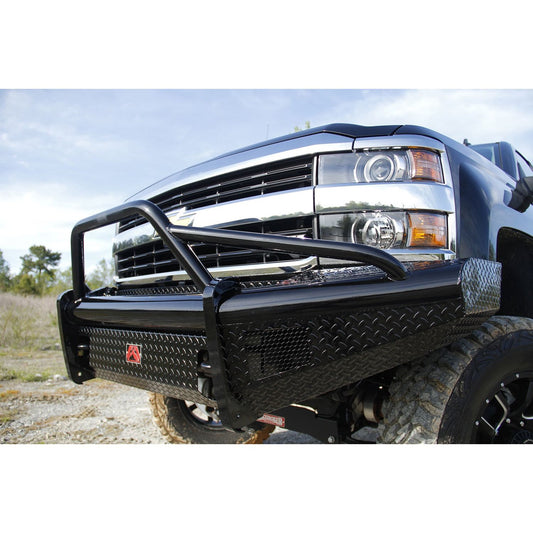 Fab Fours Black Steel Front Ranch Bumper 2 Stage Black Powder Coated w/Pre-Runner Grill Guard And Tow Hooks l CH14-S3062-1