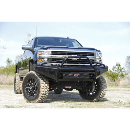 Fab Fours Black Steel Front Ranch Bumper 2 Stage Black Powder Coated w/Pre-Runner Grill Guard And Tow Hooks l CH14-S3062-1