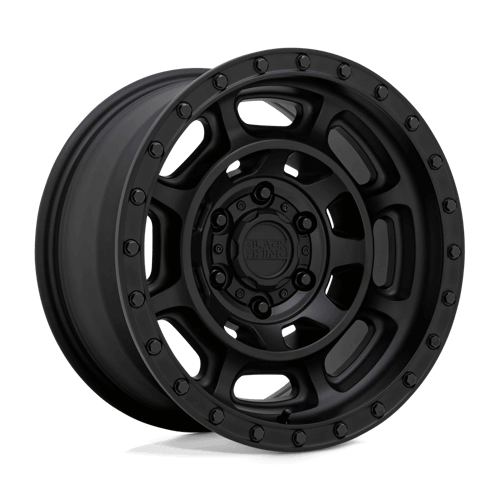 Black Rhino CONVOY Matte Black wheel featuring a heavy-duty double 8-spoke design and simulated beadlock ring.