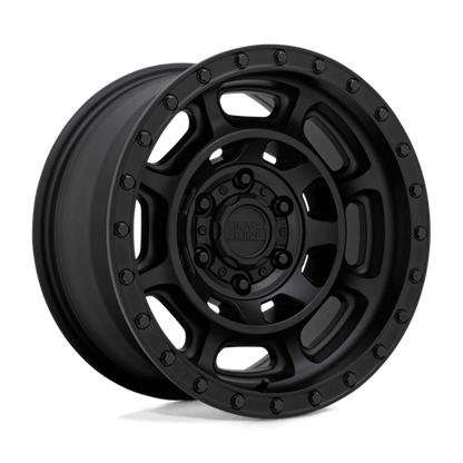 Black Rhino CONVOY Matte Black wheel featuring a heavy-duty double 8-spoke design and simulated beadlock ring.