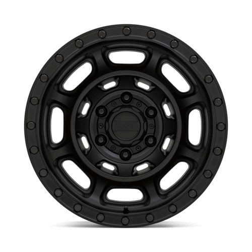 Black Rhino CONVOY Matte Black wheel featuring a heavy-duty 8-spoke design and simulated beadlock ring.