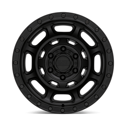 Black Rhino CONVOY Matte Black wheel featuring a heavy-duty 8-spoke design and simulated beadlock ring.