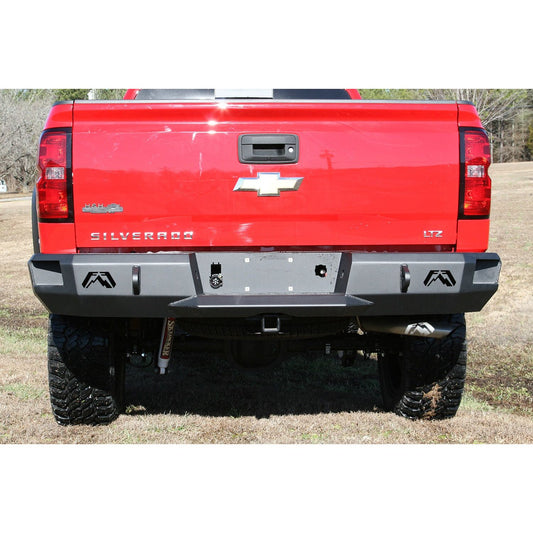 Fab Fours Heavy Duty Rear Bumper 2 Stage Black Powder Coated Incl. 0.75 in. D-Ring Mount l CS07-W1850-1