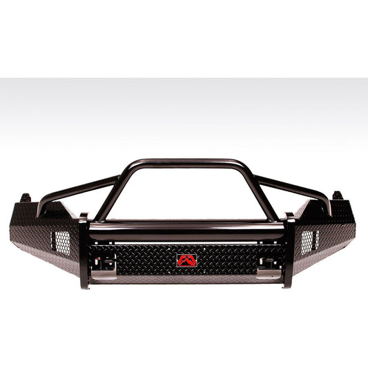 Fab Fours Black Steel Front Ranch Bumper 2 Stage Black Powder Coated w/Pre-Runner Grill Guard Incl. Light Cut-Outs l DR09-K2462-1