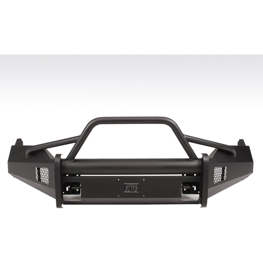 Fab Fours Elite Front Bumper 2 Stage Black Powder Coated w/Pre-Runner Grill Guard And Tow Hooks l DR13-R2962-1