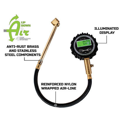 Overland Vehicle Systems Digital Tire Gauge With Valve Kit & Storage Bag 12010001