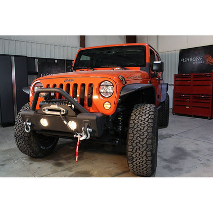 Fishbone Offroad | Jeep JK Stubby Bumper W/Tube Guard 07-18 Wranger JK Black Texured Powercoated Fishbone Offroad | FB22002