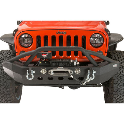 Fishbone Offroad | Jeep JK Front Winch Bumper W/LEDs Full Width 07-18 Wranger JK Black Texured Powercoated Fishbone Offroad | FB22004