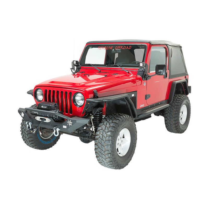 Fishbone Offroad | Jeep TJ/YJ Front Bumper W/LED's 87-06 Wrangler TJ/YJ Steel Black Textured Powercoat Fishbone Offroad | FB22017