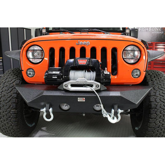 Fishbone Offroad | Jeep JK Front Bumper 07-18 Wrangler JK Rubicon and Unlimited Steel Black Textured Powdercoat Manowar Series Fishbone Offroad | FB22046