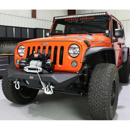 Fishbone Offroad | Jeep JK Front Bumper 07-18 Wrangler JK Rubicon and Unlimited Steel Black Textured Powdercoat Manowar Series Fishbone Offroad | FB22046