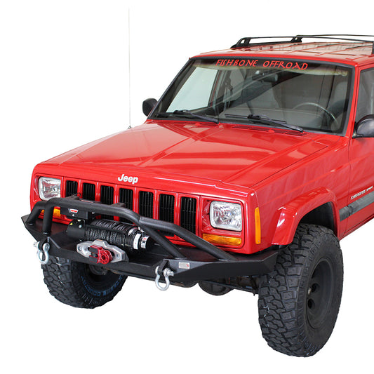 Fishbone Offroad | Cherokee XJ Front Winch Bumper W/Grille Guard Bullhead Steel Black Textured Powdercoat Fishbone Offroad | FB22061