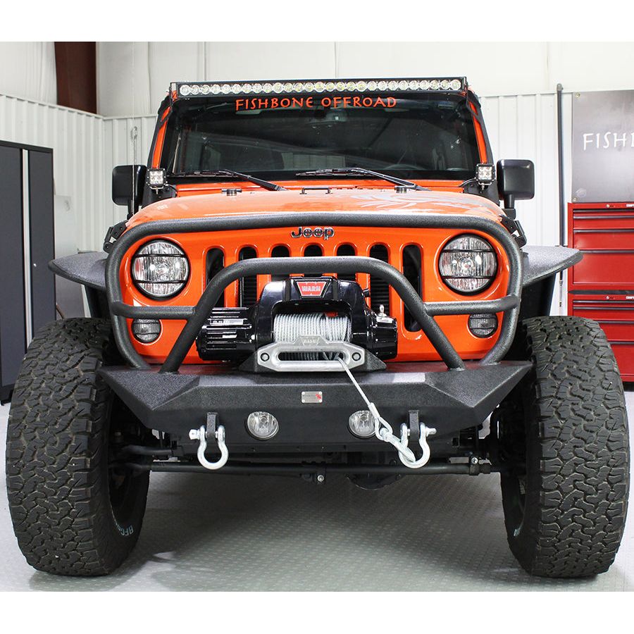 Fishbone Offroad | Jeep JK Front Winch Bumper W/Grille Guard 07-18 Wrangler JK Manowar Series Fishbone Offroad | FB22063