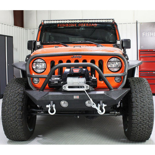 Fishbone Offroad | Jeep JK Front Winch Bumper W/Grille Guard 07-18 Wrangler JK Manowar Series Fishbone Offroad | FB22063