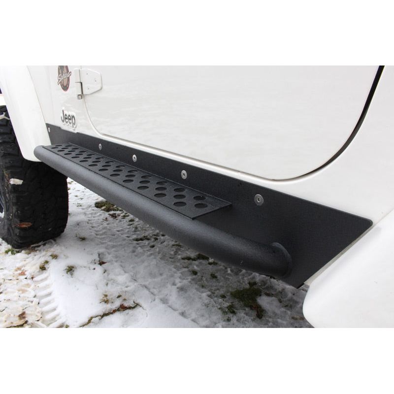 Fishbone Offroad | Jeep TJ Rock Slider W/Tube Step 97-06 Wrangler TJ Steel Black Textured Powdercoat  Fishbone Offroad | FB23029