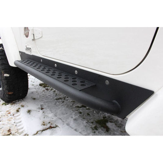 Fishbone Offroad | Jeep TJ Rock Slider W/Tube Step 97-06 Wrangler TJ Steel Black Textured Powdercoat  Fishbone Offroad | FB23029