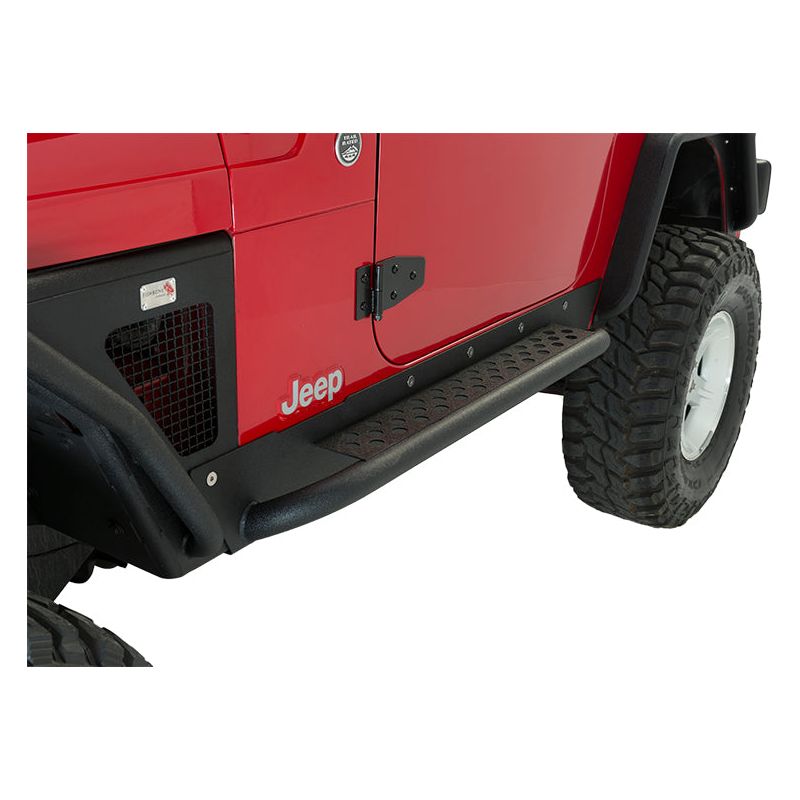 Fishbone Offroad | Jeep TJ Rock Slider W/Tube Step 97-06 Wrangler TJ Steel Black Textured Powdercoat  Fishbone Offroad | FB23029