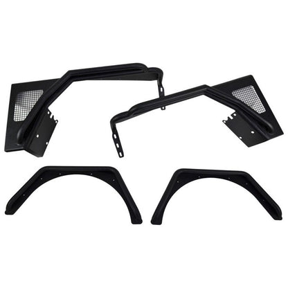 Fishbone Offroad | Jeep TJ Tube Fender Set Of 4 Front and Rear 97-06 Wrangler TJ Steel Black Textured Powdercoat Fishbone Offroad | FB23030