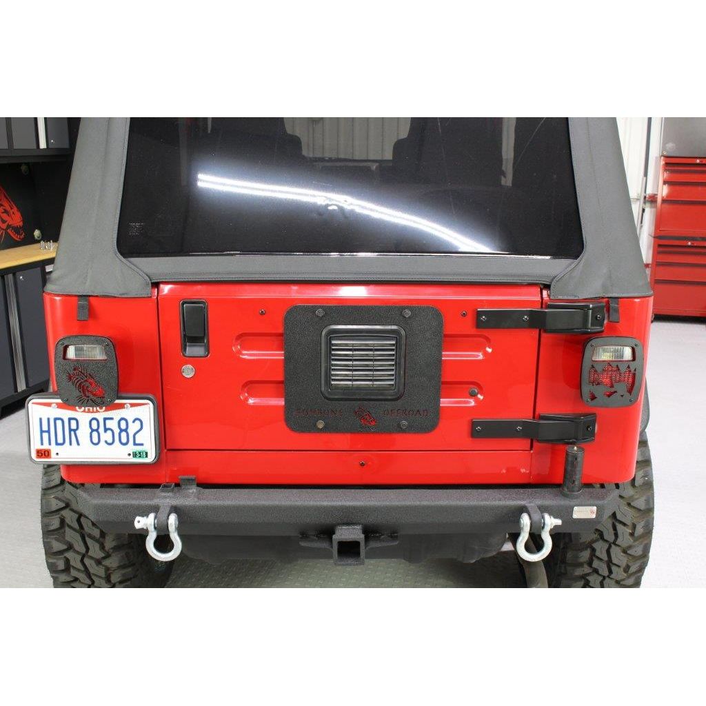 Fishbone Offroad | Jeep TJ Tailgate Plate 97-06 Wrangler TJ Black Textured Powercoat Aluminum BackSide Series Fishbone Offroad | FB31059