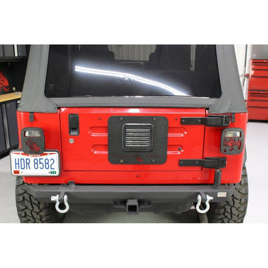 Fishbone Offroad | Jeep TJ Tailgate Plate 97-06 Wrangler TJ Black Textured Powercoat Aluminum BackSide Series Fishbone Offroad | FB31059
