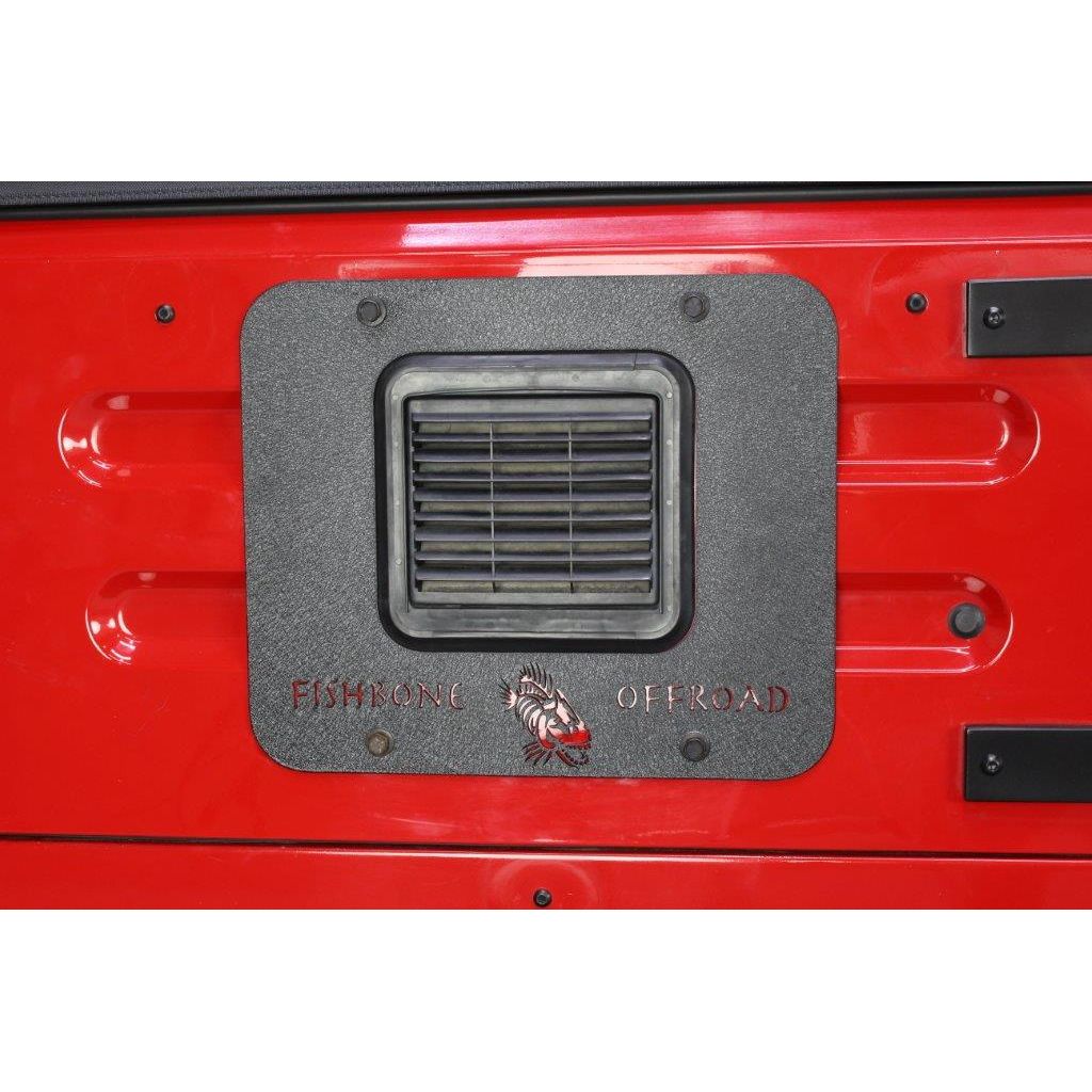 Fishbone Offroad | Jeep TJ Tailgate Plate 97-06 Wrangler TJ Black Textured Powercoat Aluminum BackSide Series Fishbone Offroad | FB31059