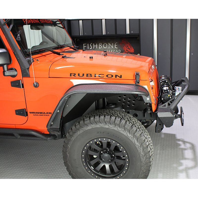 Fishbone Offroad | Jeep JK Inner Fenders 07-18 Wrangler JK Front/Rear Set Of 4 Aluminum Black Powdercoat Fishbone Offroad | FB33008