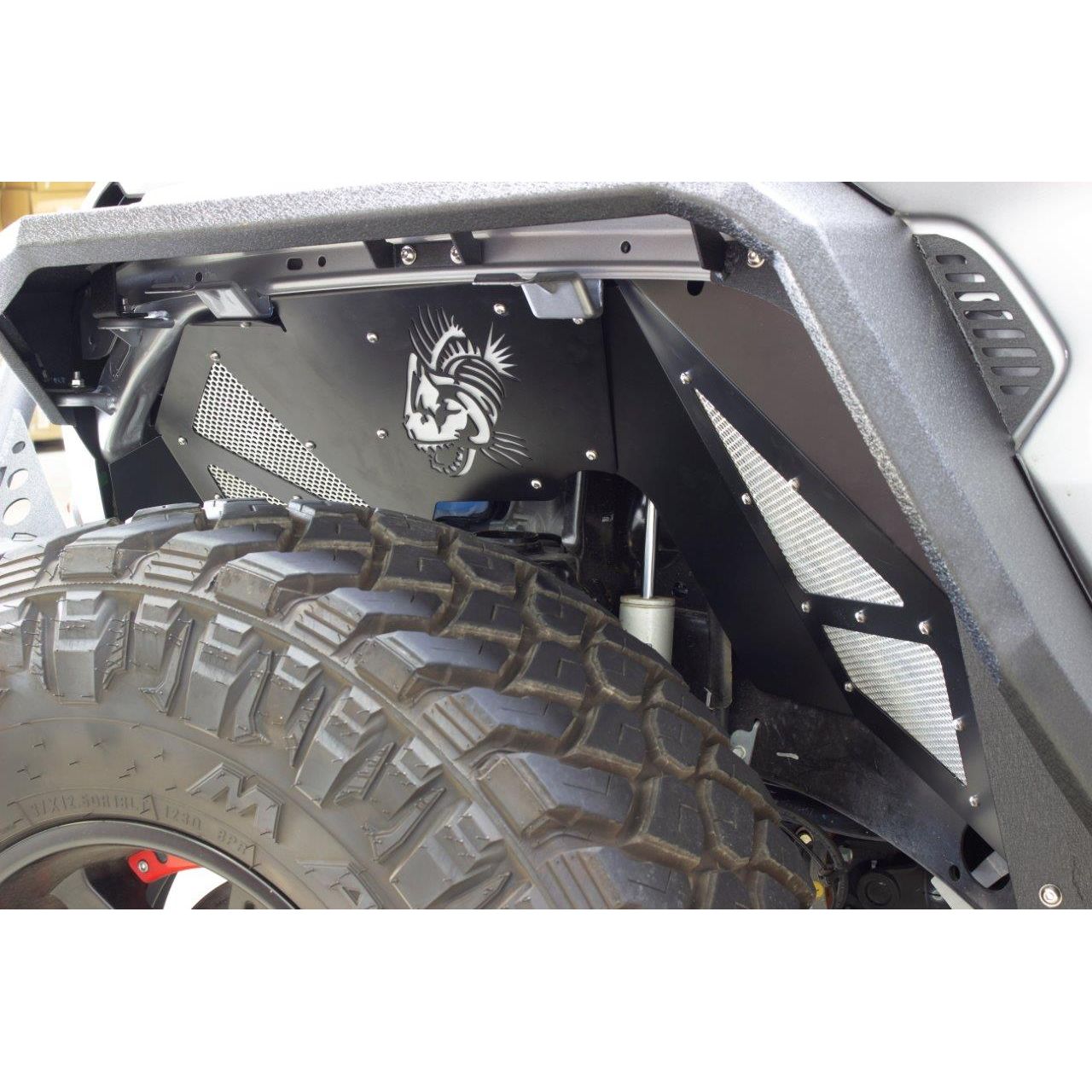Fishbone Offroad | Jeep JL Inner Fenders For 18-Current Wrangler JL,  2020-Current JT Gladiator Front Pair Aluminum Black Powdercoat Fishbone Offroad | FB33130F
