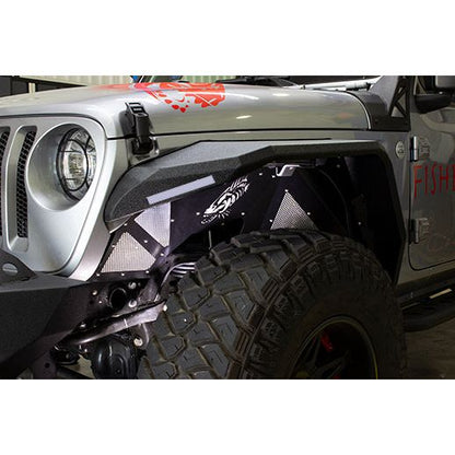 Fishbone Offroad | Jeep JL Inner Fenders For 18-Current Wrangler JL,  2020-Current JT Gladiator Front Pair Aluminum Black Powdercoat Fishbone Offroad | FB33130F