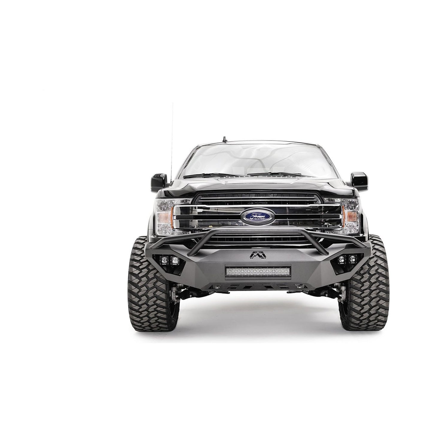 Fab Fours Vengeance Front Bumper 2 Stage Black Powder Coated w/Pre-Runner Guard l FF18-D4552-1