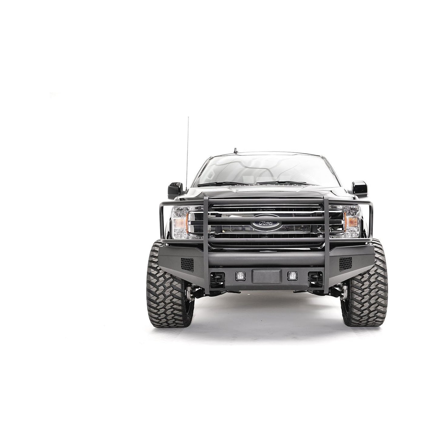 Fab Fours Elite Front Bumper 2 Stage Black Powder Coated w/Full Guard l FF18-R4560-1