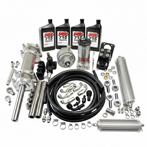 PSC MOTORSPORTS | Full Hydraulic Steering Kit - GM V8 (1980+) - SP1200 Pump - Type II Bracket | FHK100TC