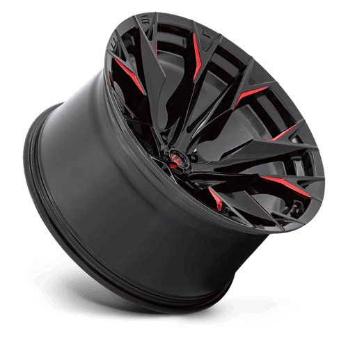FUEL D823 FLAME Gloss Black Mill W/ Candy Red