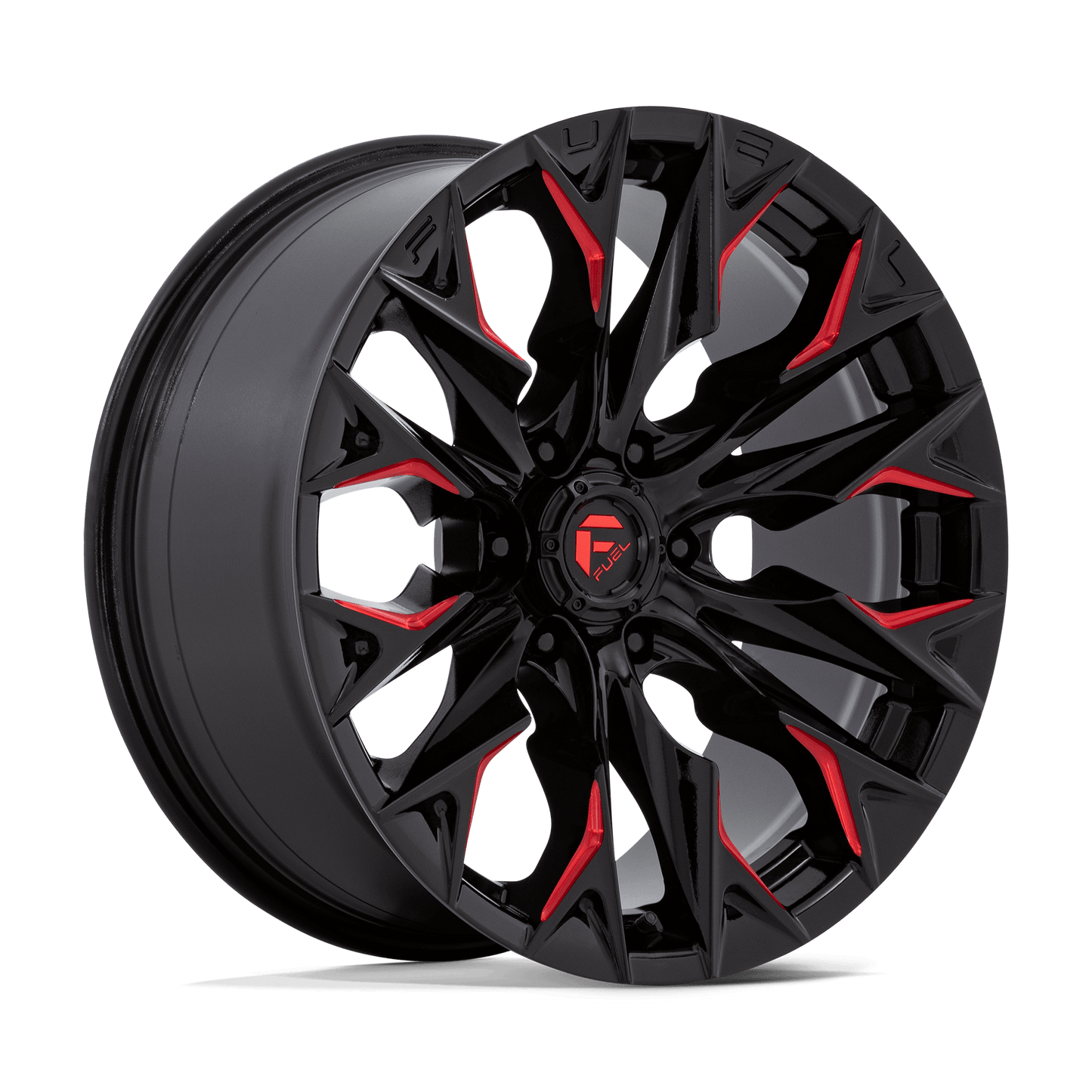 FUEL D823 FLAME Gloss Black Mill W/ Candy Red