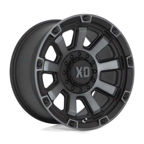 XD XD852 GAUNTLET Satin Black W/ Gray Tint wheel showcasing rugged design and premium cast aluminum construction.