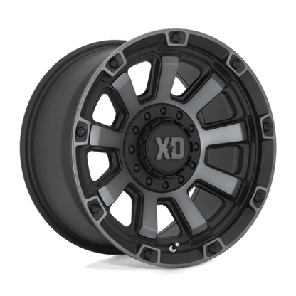 XD XD852 GAUNTLET Satin Black W/ Gray Tint wheel showcasing rugged design and premium cast aluminum construction.