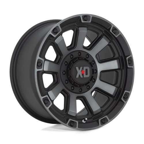 XD XD852 GAUNTLET Satin Black W/ Gray Tint wheel, designed for off-road performance and rugged aesthetics.