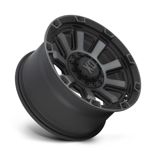 XD XD852 GAUNTLET Satin Black W/ Gray Tint wheel showcasing rugged design and premium aluminum build.