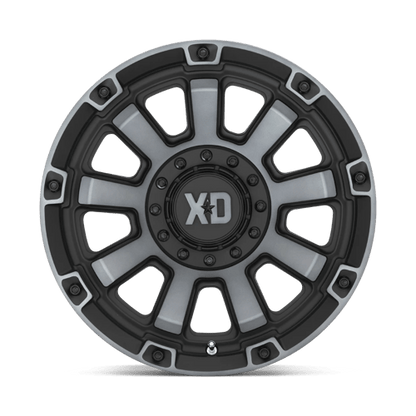 XD XD852 GAUNTLET Satin Black W/ Gray Tint wheel showcasing aggressive design and off-road capability.