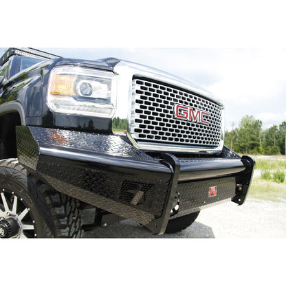 Fab Fours Black Steel Front Ranch Bumper 2 Stage Black Powder Coated w/o Grill Guard w/Tow Hooks l GM14-S3161-1