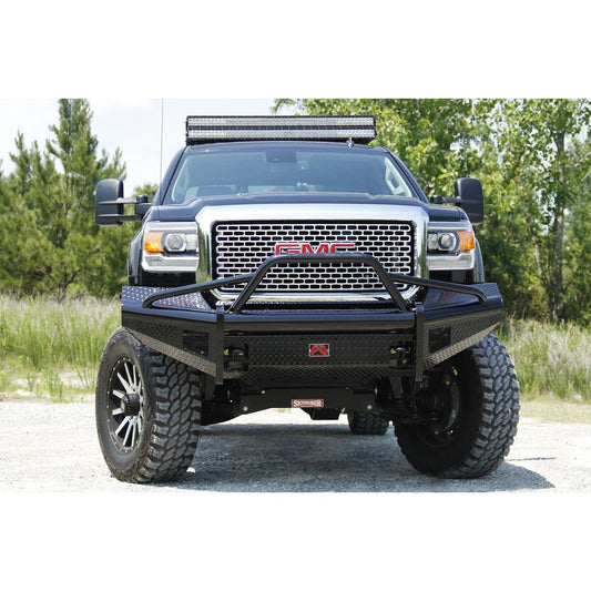 Fab Fours Black Steel Front Ranch Bumper 2 Stage Black Powder Coated w/Pre-Runner Grill Guard And Tow Hooks l GM14-S3162-1