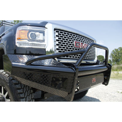 Fab Fours Black Steel Front Ranch Bumper 2 Stage Black Powder Coated w/Pre-Runner Grill Guard And Tow Hooks l GM14-S3162-1